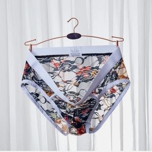 NWOT Men's Floral Sheer Pouch Briefs Panties Underwear Lingerie Sexy